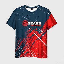 Футболка мужская Gears of War - бела-красная текстура, цвет: 3D-принт