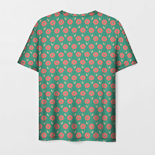 Мужская футболка Паттерн из цветов на зеленом фоне / 3D-принт – фото 2
