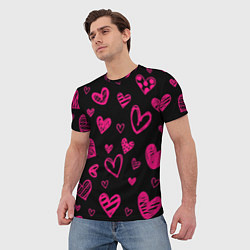 Футболка мужская Розовые сердца, цвет: 3D-принт — фото 2
