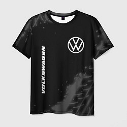Футболка мужская Volkswagen speed на темном фоне со следами шин: на, цвет: 3D-принт