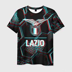 Футболка мужская Lazio FC в стиле glitch на темном фоне, цвет: 3D-принт