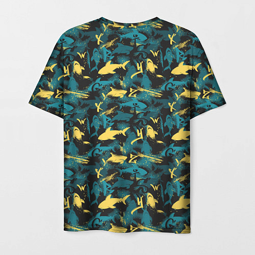 Мужская футболка Акулы разноцветные / 3D-принт – фото 2