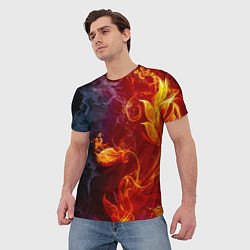 Футболка мужская Огненный цветок с дымом, цвет: 3D-принт — фото 2
