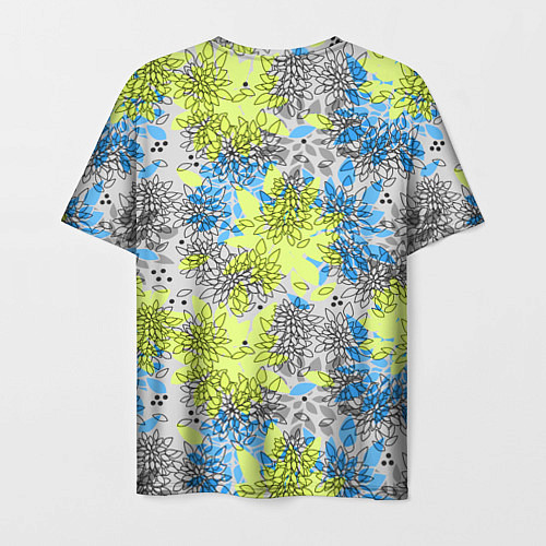 Мужская футболка Цветочный узор Голубой и Лайм / 3D-принт – фото 2