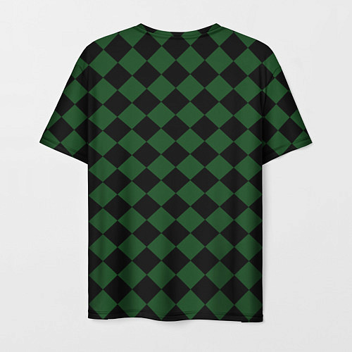 Мужская футболка Краснодар черно-зеленая клетка / 3D-принт – фото 2