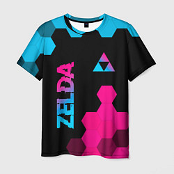 Футболка мужская Zelda - neon gradient: надпись, символ, цвет: 3D-принт