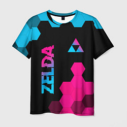 Футболка мужская Zelda - neon gradient: надпись, символ, цвет: 3D-принт