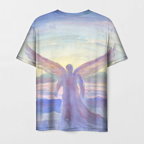 Мужская футболка Архангел в облаках акварель / 3D-принт – фото 2