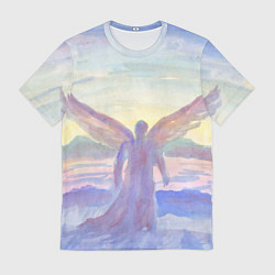 Футболка мужская Архангел в облаках акварель, цвет: 3D-принт