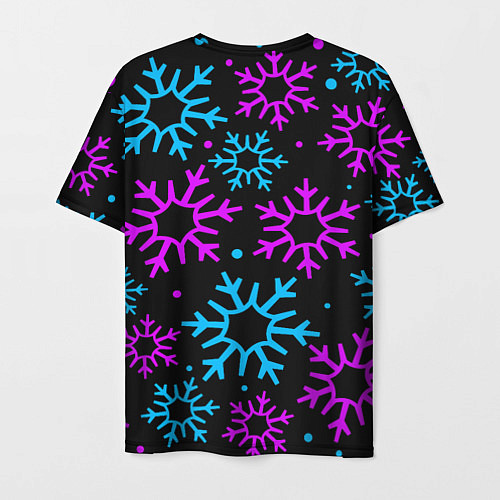 Мужская футболка Неоновые снежинки / 3D-принт – фото 2