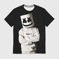 Футболка мужская Marshmello на чёрном фоне, цвет: 3D-принт