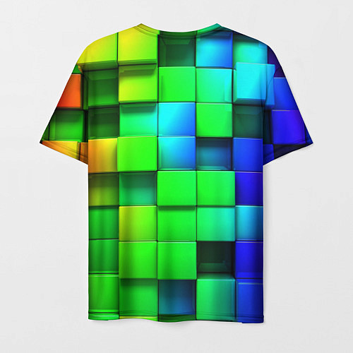 Мужская футболка Цветные неоновые кубы / 3D-принт – фото 2