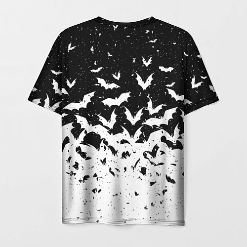 Мужская футболка Black and white bat pattern / 3D-принт – фото 2
