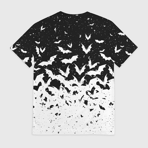 Мужская футболка Black and white bat pattern / 3D-принт – фото 2