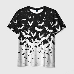 Футболка мужская Black and white bat pattern, цвет: 3D-принт