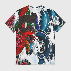 Футболка мужская Японский узор со змеей, цвет: 3D-принт