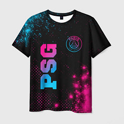 Футболка мужская PSG - neon gradient: надпись, символ, цвет: 3D-принт