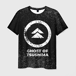 Футболка мужская Ghost of Tsushima с потертостями на темном фоне, цвет: 3D-принт