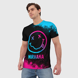 Футболка мужская Nirvana - neon gradient, цвет: 3D-принт — фото 2