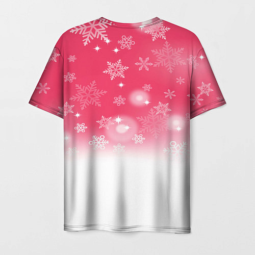 Мужская футболка Новогодний котенок на розовом фоне / 3D-принт – фото 2