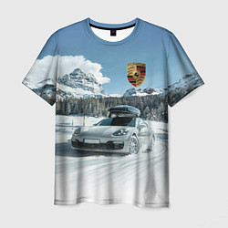 Футболка мужская Porsche on a mountain winter road, цвет: 3D-принт