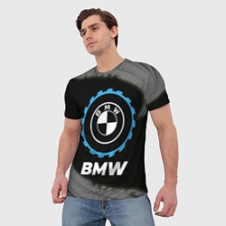 Футболка мужская BMW в стиле Top Gear со следами шин на фоне, цвет: 3D-принт — фото 2
