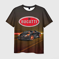 Футболка мужская Bugatti на ночной дороге, цвет: 3D-принт