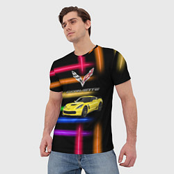 Футболка мужская Chevrolet Corvette - гоночная команда - Motorsport, цвет: 3D-принт — фото 2