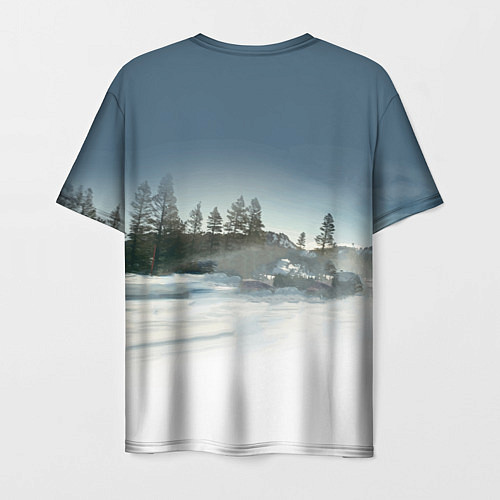 Мужская футболка Крутая бэха мчится по лесной дороге / 3D-принт – фото 2
