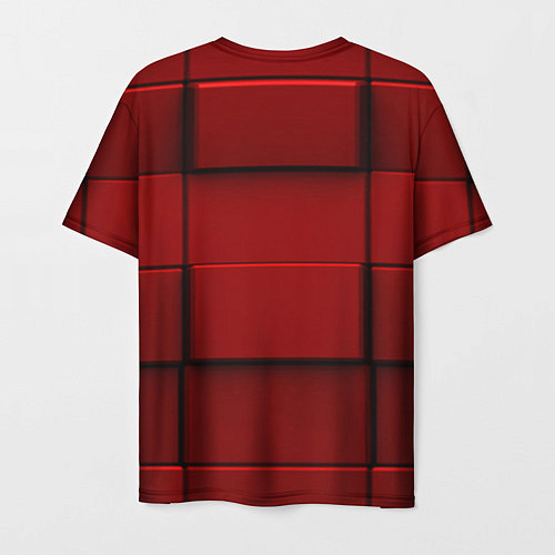Мужская футболка Абстрактная красные кубики-стена / 3D-принт – фото 2