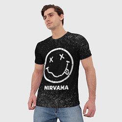Футболка мужская Nirvana с потертостями на темном фоне, цвет: 3D-принт — фото 2