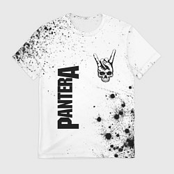Мужская футболка Pantera и рок символ на светлом фоне