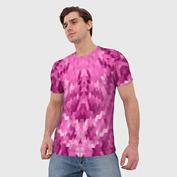Футболка мужская Яркий малиново-розовый геометрический узор, цвет: 3D-принт — фото 2