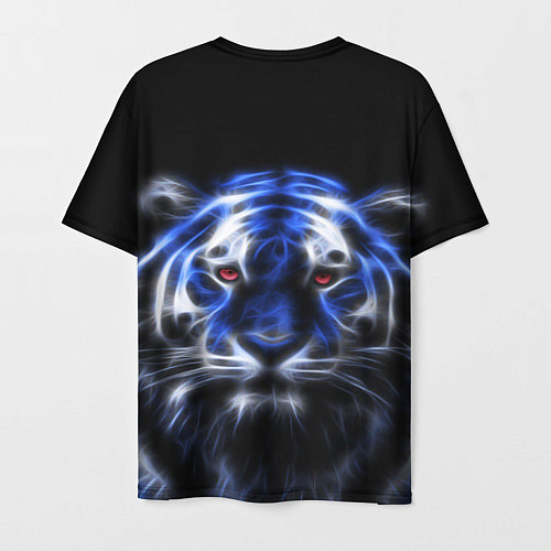 Мужская футболка Синий неоновый тигр / 3D-принт – фото 2