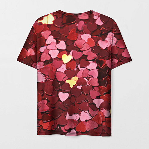 Мужская футболка Куча разноцветных сердечек / 3D-принт – фото 2