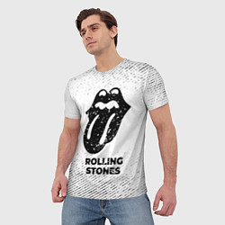 Футболка мужская Rolling Stones с потертостями на светлом фоне, цвет: 3D-принт — фото 2