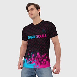 Футболка мужская Dark Souls - neon gradient: символ сверху, цвет: 3D-принт — фото 2