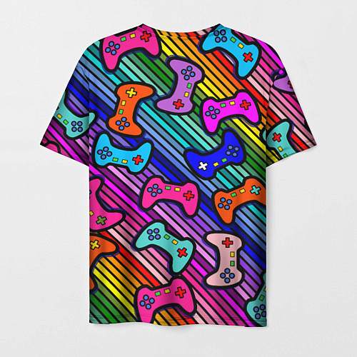 Мужская футболка Многоцветные полоски с джойстиками / 3D-принт – фото 2