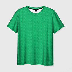 Футболка мужская Зеленый вязаный свитер, цвет: 3D-принт