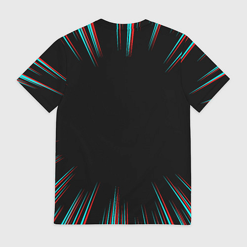Мужская футболка Символ Akira в стиле glitch на темном фоне / 3D-принт – фото 2