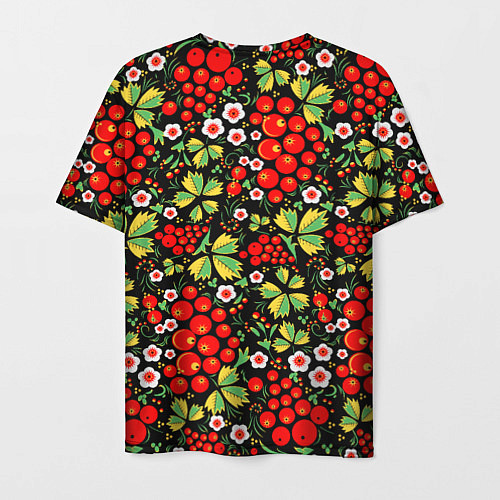Мужская футболка Русские узоры - цветы и ягоды / 3D-принт – фото 2