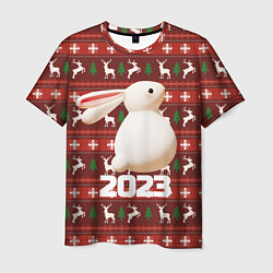 Футболка мужская Белый большой кролик 2023, цвет: 3D-принт