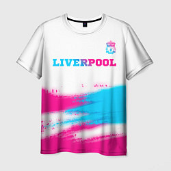 Футболка мужская Liverpool neon gradient style: символ сверху, цвет: 3D-принт
