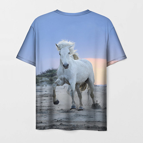 Мужская футболка Белый конь / 3D-принт – фото 2