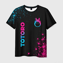 Футболка мужская Totoro - neon gradient: надпись, символ, цвет: 3D-принт