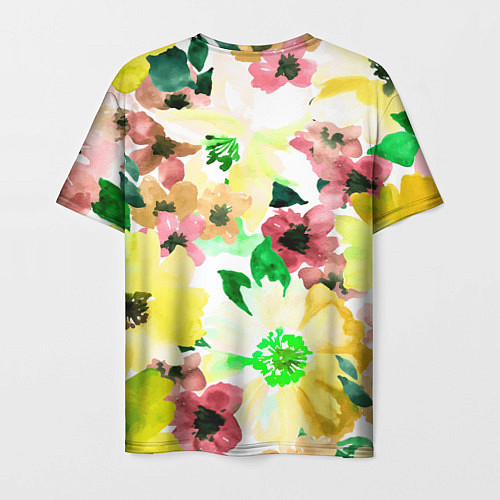 Мужская футболка Девушка Весна - акварель / 3D-принт – фото 2