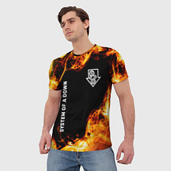 Футболка мужская System of a Down и пылающий огонь, цвет: 3D-принт — фото 2