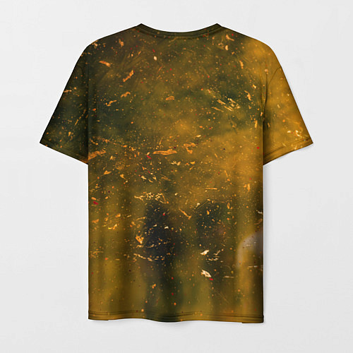 Мужская футболка Чёрный туман и золотые краски / 3D-принт – фото 2