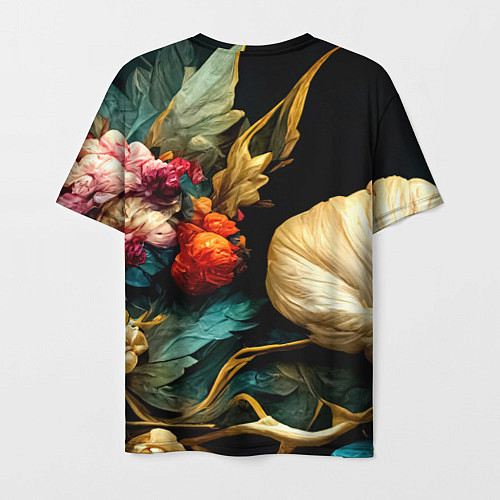 Мужская футболка Винтажные цветы акварелью / 3D-принт – фото 2
