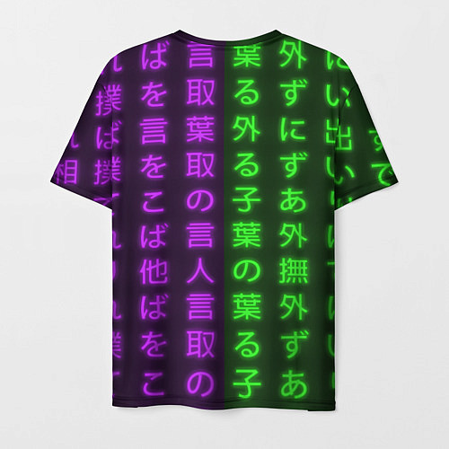 Мужская футболка Люси и неоновые иероглифы / 3D-принт – фото 2
